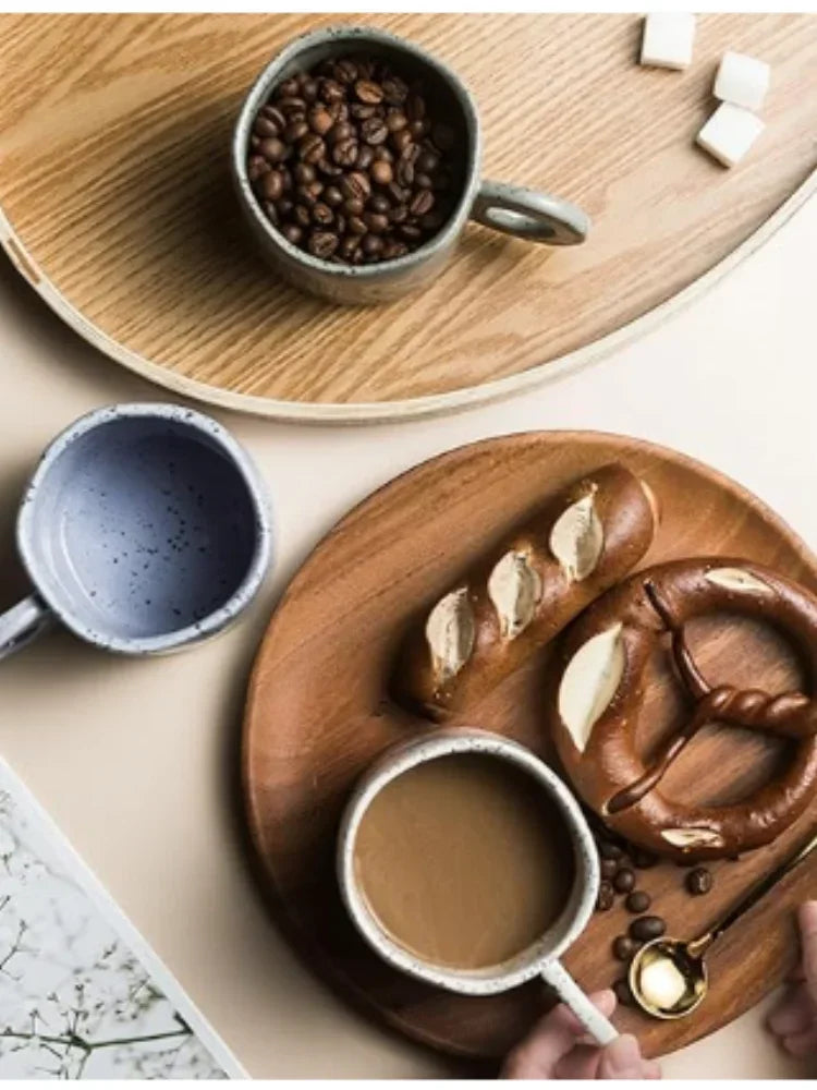 250ml Ceramic Mug Ring Handl Coffee Milk Modern Print Porcelain Mug Handmade Ceramic Hot Chocolate Cup Couple Handgrip Cups