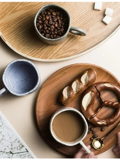 250ml Ceramic Mug Ring Handl Coffee Milk Modern Print Porcelain Mug Handmade Ceramic Hot Chocolate Cup Couple Handgrip Cups