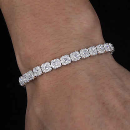 Iced Out Moissanite Halo Tennis Bracelet for Women Men S925 Sterling Silver 18k Gold Plated Jewelry with GRA Bracelets Gifts