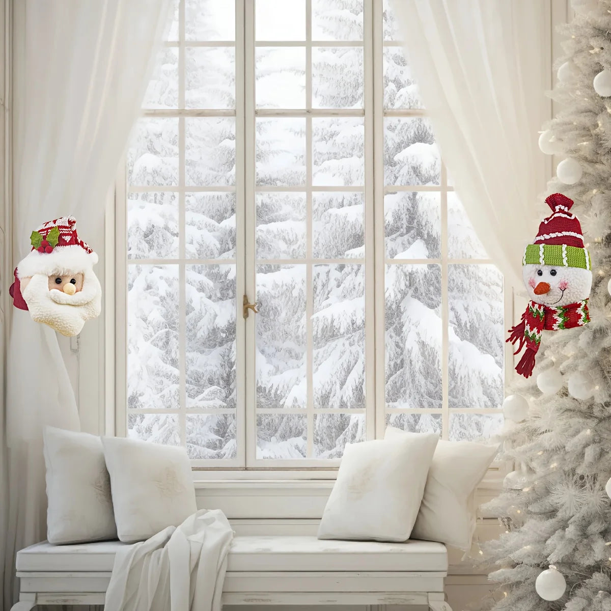 New Christmas Curtain Paste Creative  Santa Claus Curtains Pastes Adjustable Curtain Paste Decorative Drapes Curtain Accessoires