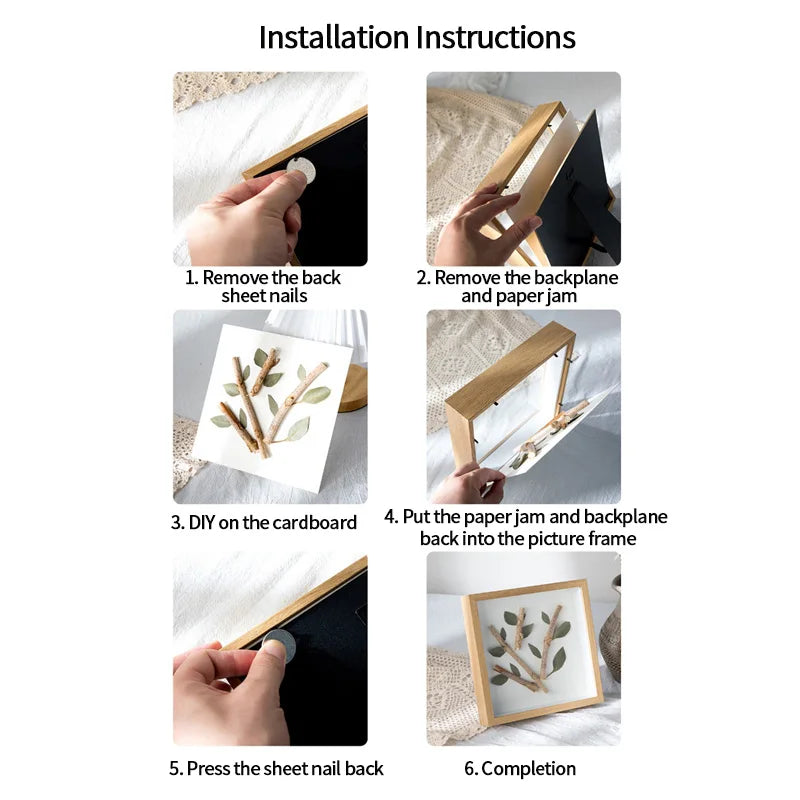 DIY 3D Dried Flower Photo Frames Specimen Stand for Home Decor Desktop Ornment Decoração Para Sala Clear Photo Frame Mini Frame