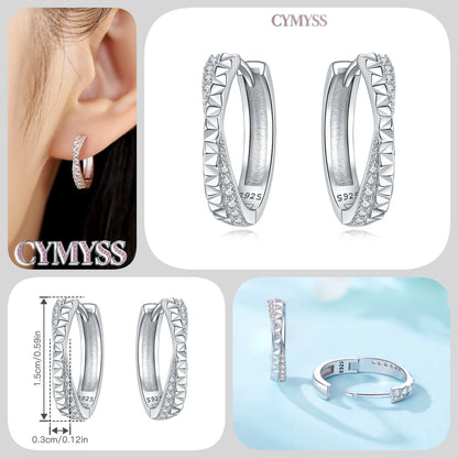 CYMYSS 2025 New 925 Sterling Silver Classic Hollow-out Versatile Hoop Earrings for Women Fine Jewelry Ideal Birthday Party Gifts
