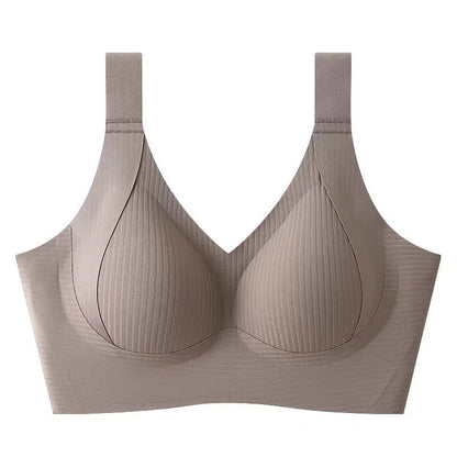 Large Size Seamless Underwear Women's Full Cup Adjustable Big Breast Revealing Small Breast Reduction Bra
