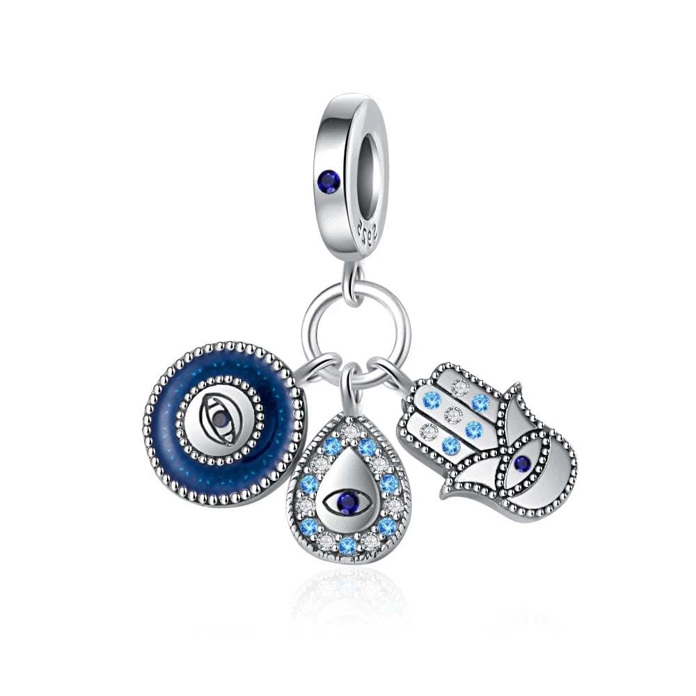 New 925 Silver Eye Palm Skull Wings Sun Pendants Charms Beads Fit Original Bracelet Accessories DIY Jewelry For Women