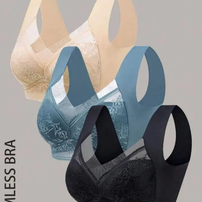 3-piece seamless lace bra set for women