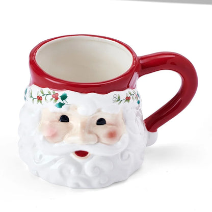 Winterberry Stoneware Santa Mug 16oz Holiday Coffee Tea Hot Chocolate Ceramic Gift Christmas Kitchen Decor Festive Tableware