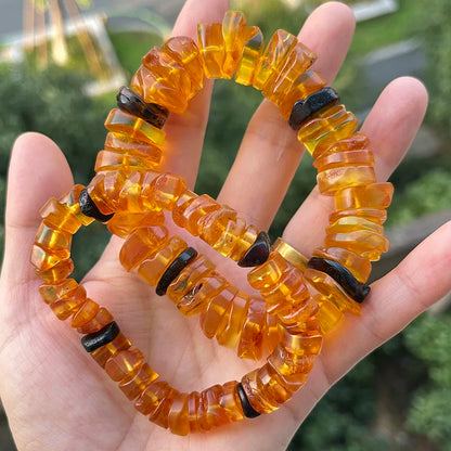 Big Natural Amber Bracelet for Unisex Gift Irregular New Unique 100% Genuine Ambre Diy Beads Healing Jewelry Supplier Wholesale