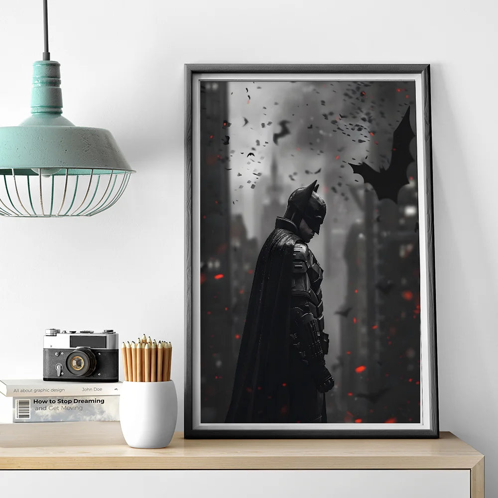 1PC B-Batman Poster Self-adhesive Art Waterproof Paper Sticker Coffee House Bar Room Wall Decor