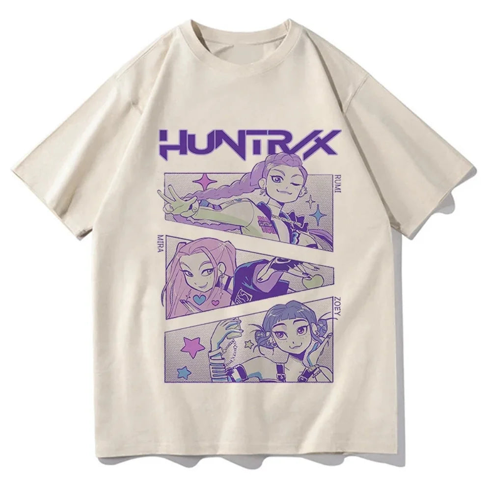 Unisex Kpop Demon Hunter Huntrix Summer Short Sleeve T-Shirt Streetwear Graphic Print