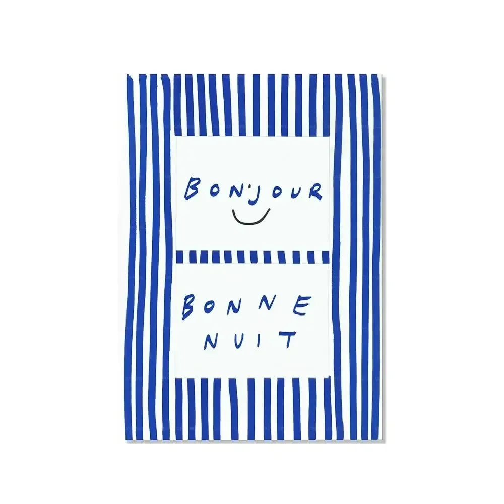 Maximalist Eclectic Posters and Prints Pink French Quotes Bisou Bisou Bonjour Bonne Nuit Wall Art Living Room Home Decor