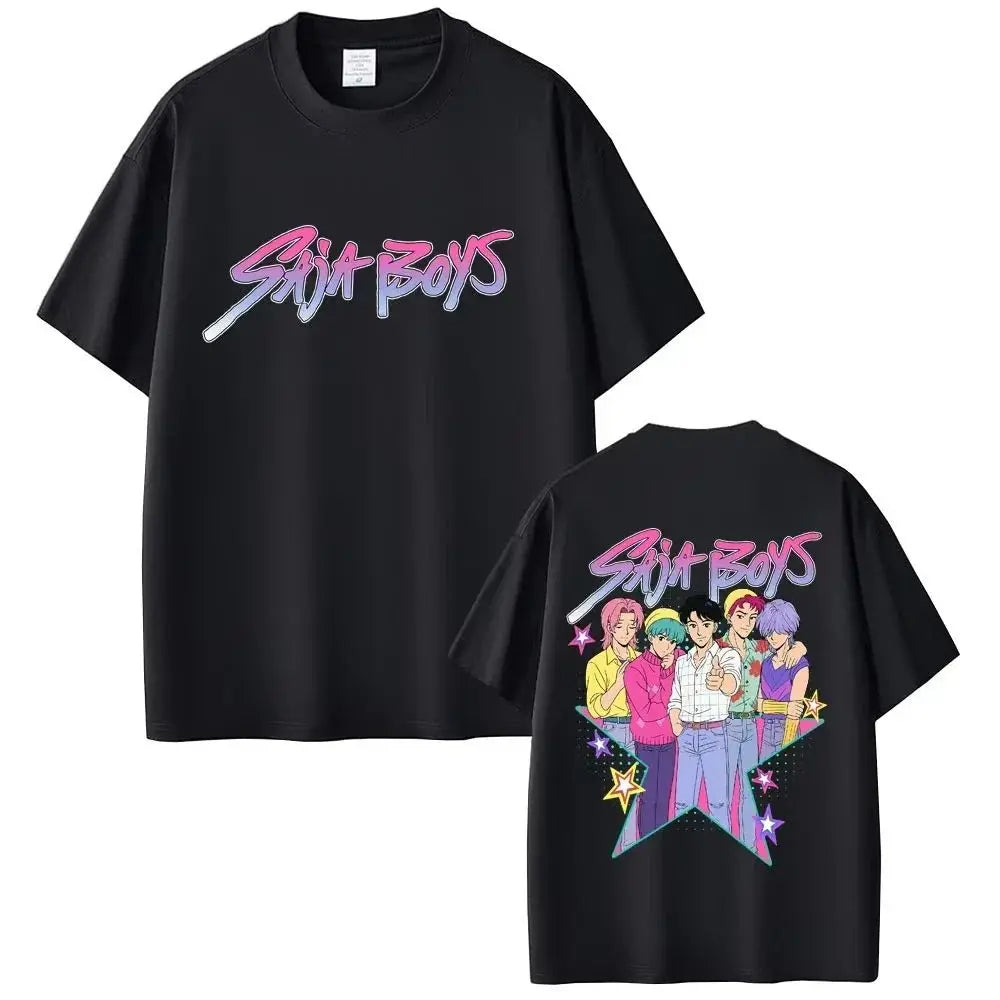 KPop Demon Hunters Rumi Mira Zoey Saja Boys Derpy Tiger Double Sided Print T-shirts