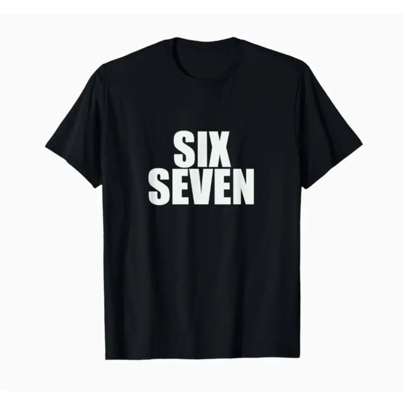 Men's Black Crew Neck T-Shirt Six Seven Graphic