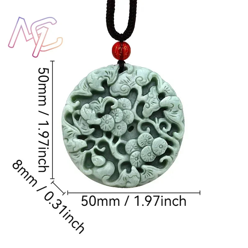 Light Green Natural Jade Flower Heart Pendant Necklace Real Jewellery Carved Gemstone Fashion Charm Amulet Gifts for Women Men
