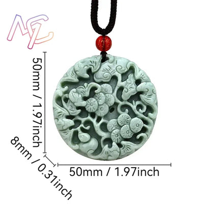 Light Green Natural Jade Flower Heart Pendant Necklace Real Jewellery Carved Gemstone Fashion Charm Amulet Gifts for Women Men