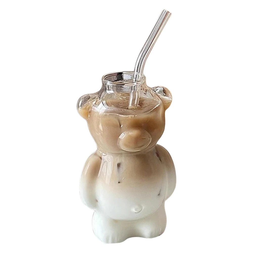 Cartoon Bear Shaped Coffee Mug Novelty Juice Glass Drinkware Bear Shaped Glass Cup Beverage Glasses for KTV Bar Club Parties