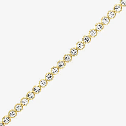 925 Sterling Silver 14k Gold Plated Tennis Chain Bracelets Elegant Lab Diamond Moissanite Bezel Jewelry Anniversary US Warehouse