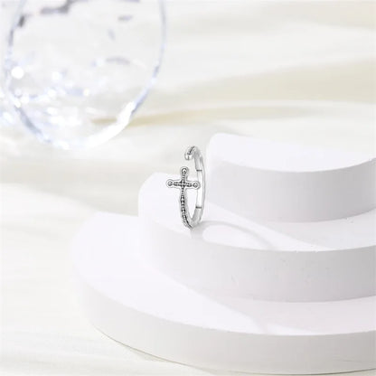 New 925 Sterling Silver Open Ring Hollow Rose Infinite Love Simple Ring Women Wedding Engagement Party Jewelry Gift