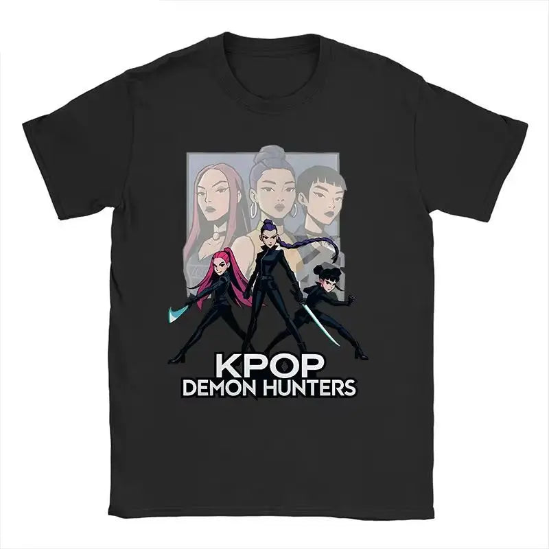 Men's T-shirt New American Harajuku Style K-pop Demon Hunter Tiger and Bird Demon Hunter Tiger Print T-shirt streetwear Unisex