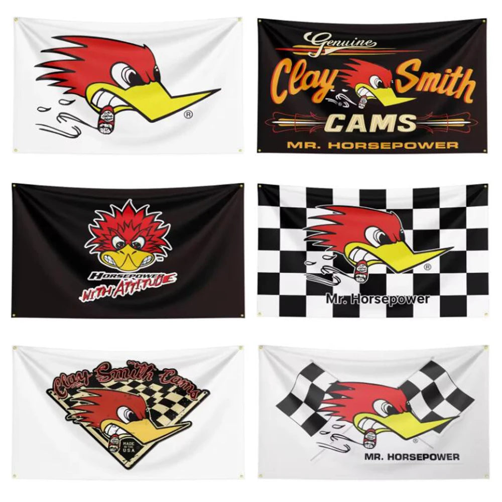 90x150cm Mr.Horsepower Clay Smith Cams Flag Car Tapestry Polyester Digital Printing Horsepower With Attitoue Banner For Decor