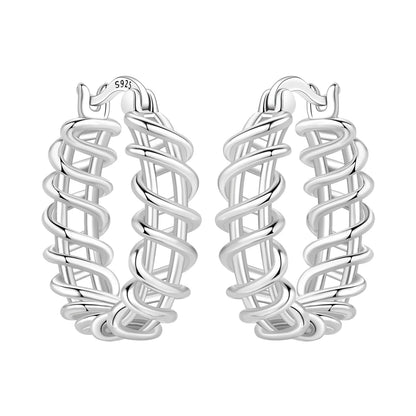 CYMYSS 2025 New 925 Sterling Silver Classic Hollow-out Versatile Hoop Earrings for Women Fine Jewelry Ideal Birthday Party Gifts