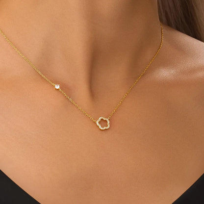 LENNIK 100% 925 Sterling Silver Women necklace plated with Exquisite five petal flower hollowed out white shell zircon plata 925
