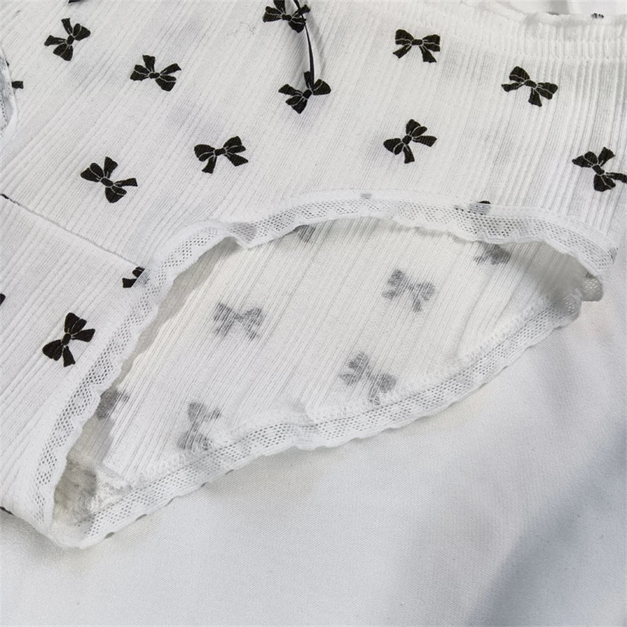 3PCS/set Cotton Bar Girl Panties Butterfly Sexy Design Unique Mid Waist Women Briefs Breathable Girls Underwear Soft Lingerie