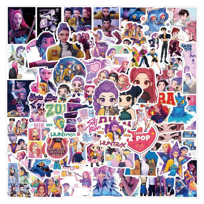 A50/55/60Pcs KPop Demon Hunters Stickers KPop Demon Hunters DIY Stickers Scrapbooking Phone Luggage Skateboard Waterproof Decals
