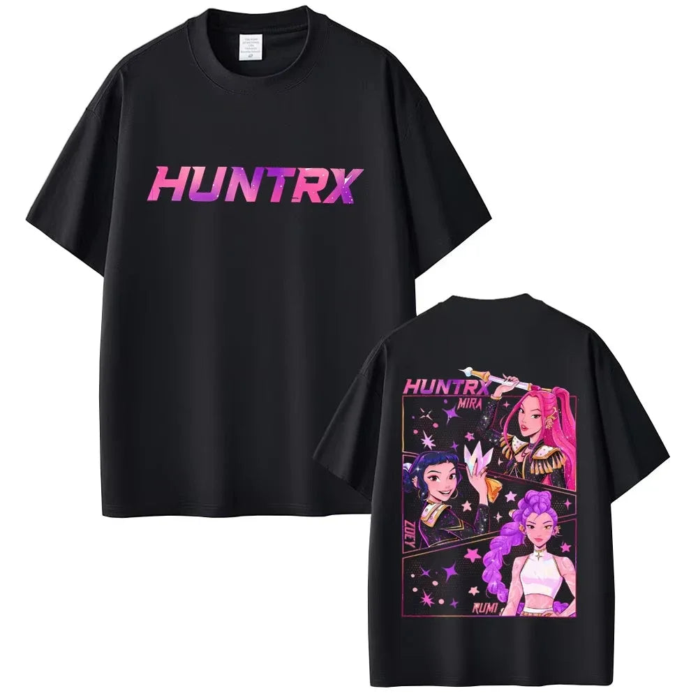 Movie KPop Demon Hunters Rumi Mira Zoey Saja Boys Derpy Tiger Double Sided Print T-shirt