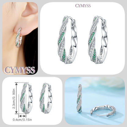 CYMYSS 2025 New 925 Sterling Silver Classic Hollow-out Versatile Hoop Earrings for Women Fine Jewelry Ideal Birthday Party Gifts