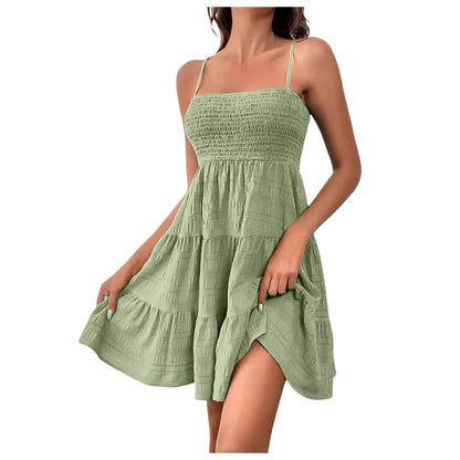 Party Dresses Short Dress Solid Ruffle Hem Short Dress Sleeveless Summer Mini Sexy Dress Dresses For Women 2024 Plus Size