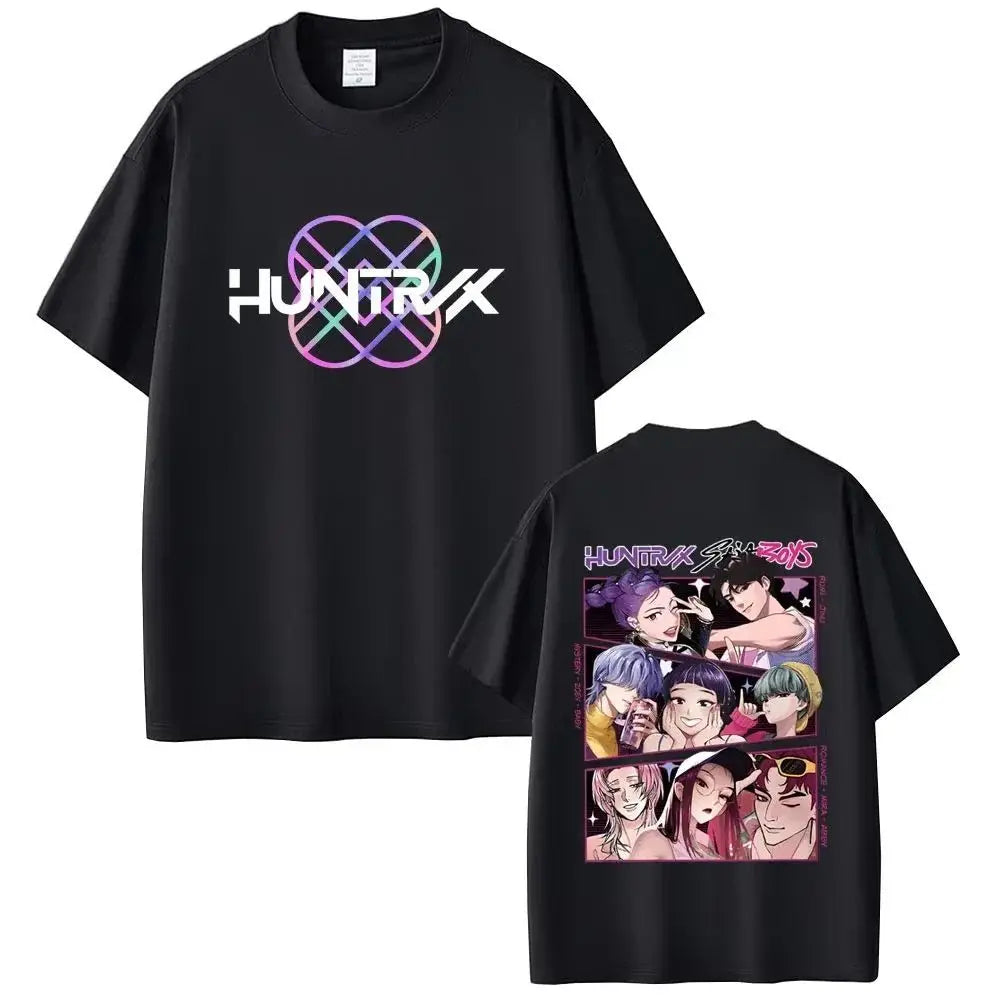 KPop Demon Hunters Rumi Mira Zoey Saja Boys Derpy Tiger Double Sided Print T-shirts