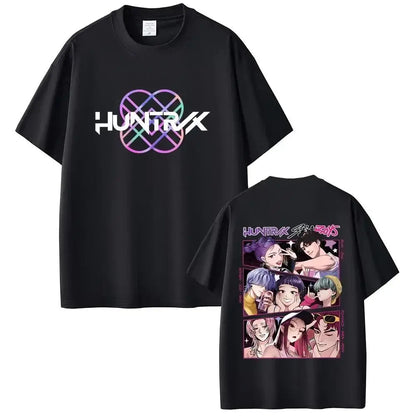 KPop Demon Hunters Rumi Mira Zoey Saja Boys Derpy Tiger Double Sided Print T-shirts