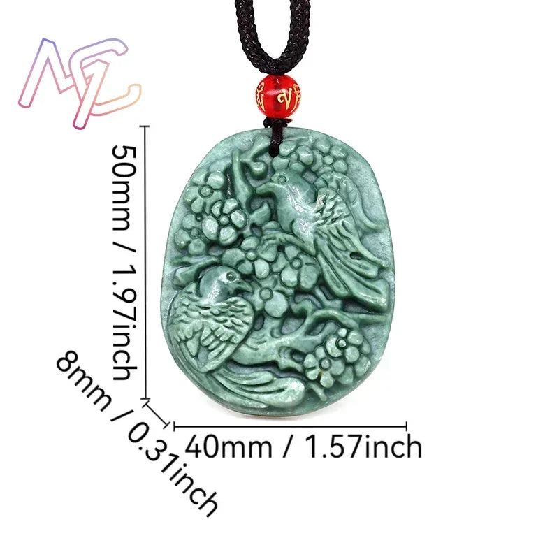 Light Green Natural Jade Flower Heart Pendant Necklace Real Jewellery Carved Gemstone Fashion Charm Amulet Gifts for Women Men