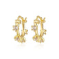 Luxury 925 Sterling Silver Ear Needle Flower Colorful Crystal Gold Earring For Women Hoop Earrings Trend Jewelry  Accessories