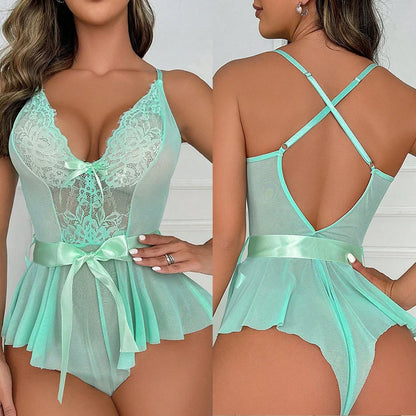 Lace Open Bra Set Women's Intimates Transparent Bralette Set