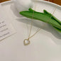 2024 Trendy Heart Shaped Pendant Necklace Opal Chain Shiny Women Temperament Jewelry Choker Necklace Wedding Jewelry Gifts