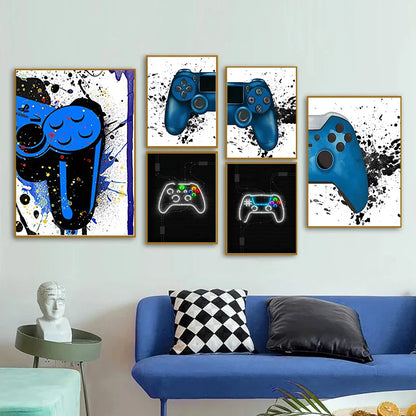 Gamepad Abstract Poster Canvas Painting Print Wall Art Picture Game Player Children'S Room Decorative Painting Boy Gift