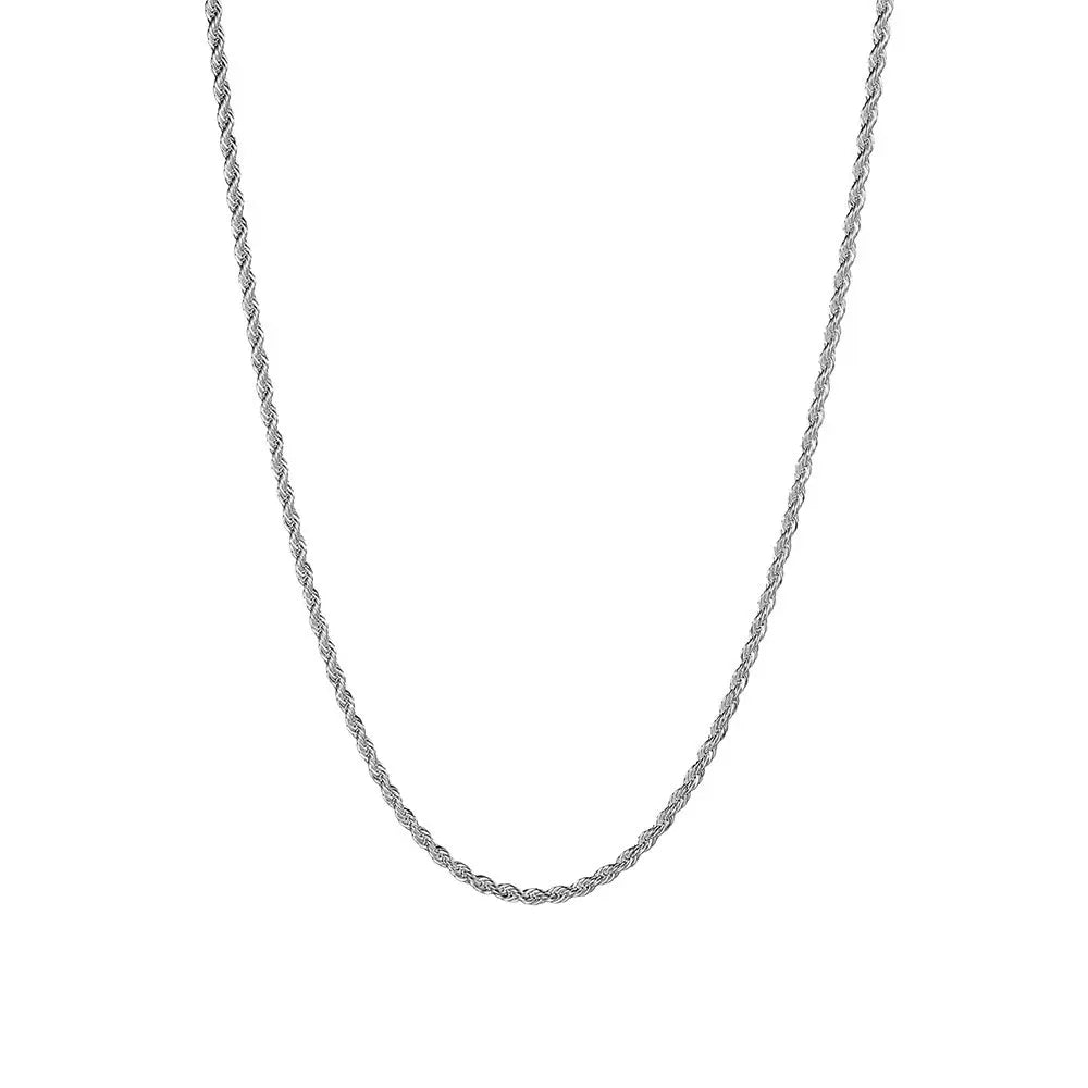 Men's 925 Silver Necklace 2/3/4mm Rope Chain Necklace Ladies Men Hip Hop Charm Fashion Party Gift Jewelry Accessories