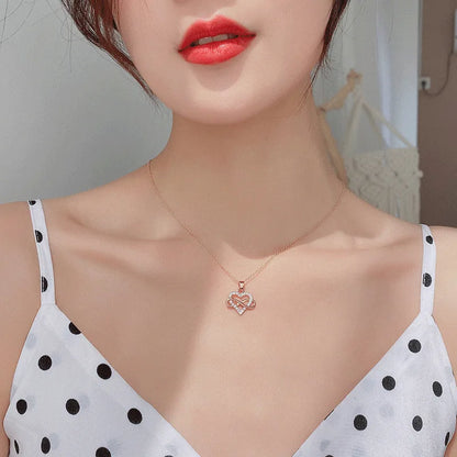 Nice 925 Sterling Silver Necklace Pendant Heart 5A Zircon Gem For Women Fashion Clavicle Chain Wedding  Jewelry Party Gift