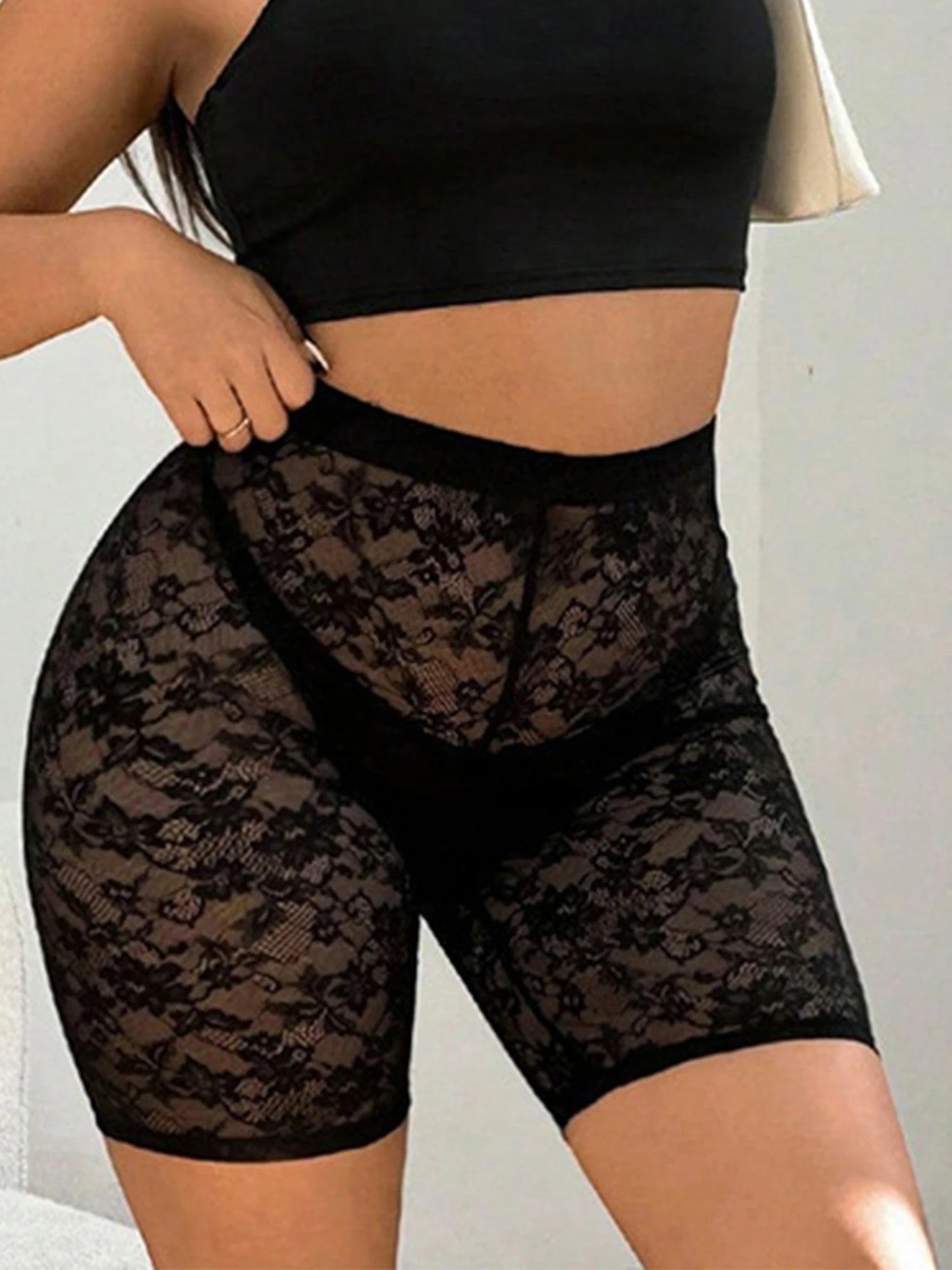 Women s Lace High Waist Sheer Mesh Panty Shorts Underwear