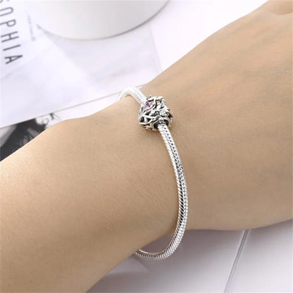 Hot Sale 925 Silver Retro Heart Shape Lotus Angel Charm Beads Fit Pandach Original DIY Bracelets Birthday Gifts Fine Jewelry