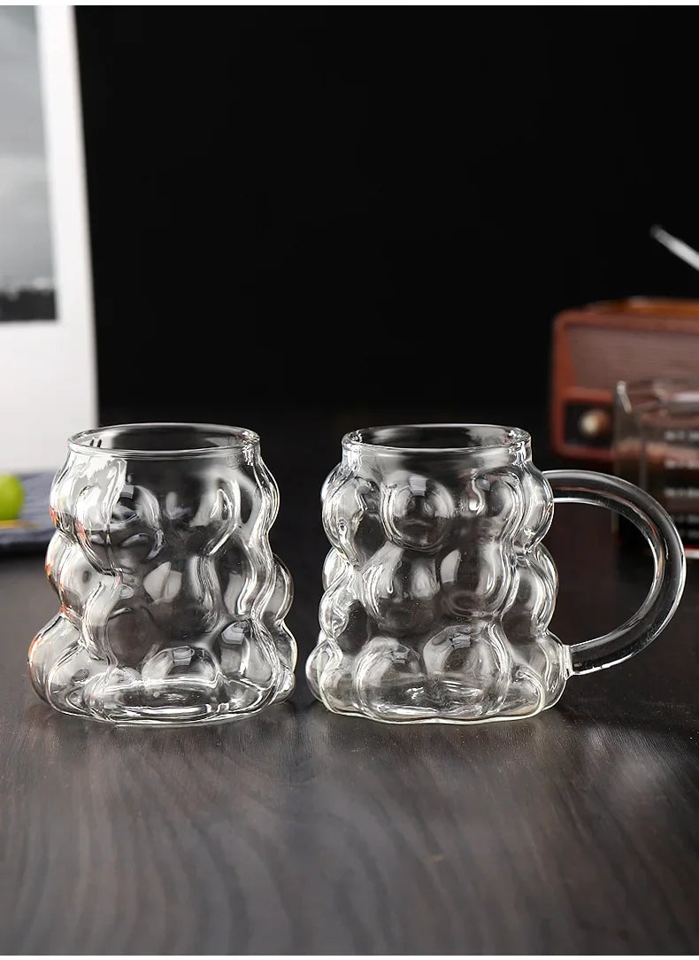 High Borosilicate Glass Coffee Cup Transparent Milk Mug Heat Resistant Breakfast Oatmeal Cup Party Juice Tea Cups