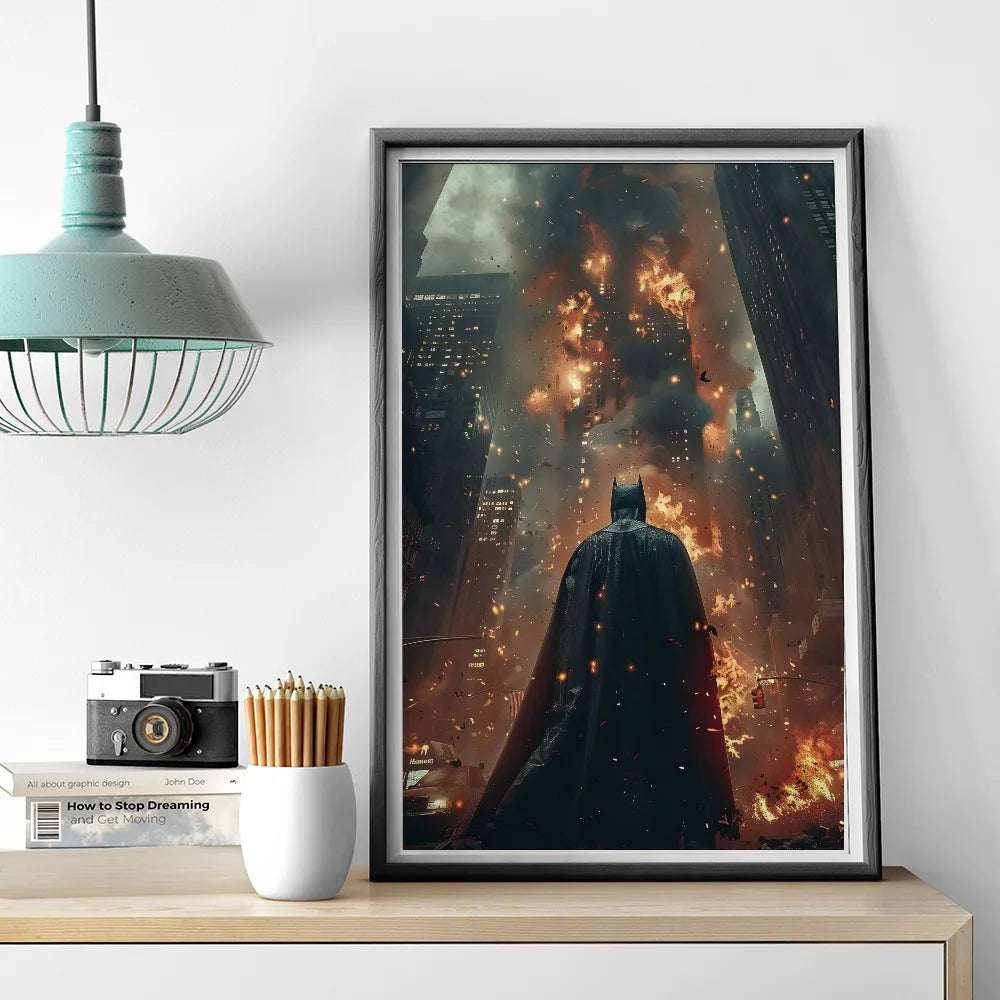 1PC B-Batman Poster Self-adhesive Art Waterproof Paper Sticker Coffee House Bar Room Wall Decor