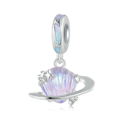 Bamoer 100% 925 Sterling Silver Romantic Crystal Butterfly Iris Charm For Women Fit Bracelet DIY Necklace Fine Jewelry Gift