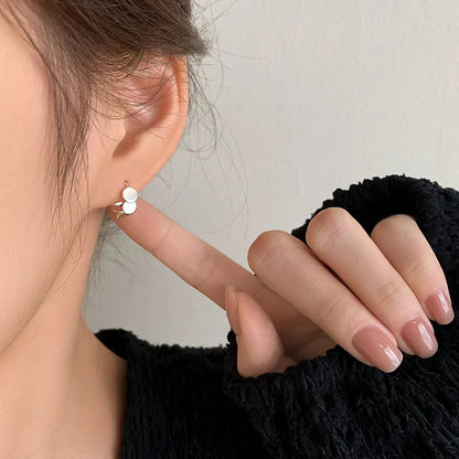 Real 925 Sterling Silver Gisc Geometric Hoop Earrings For Women Classic Fine Jewelry Minimalist Accessories