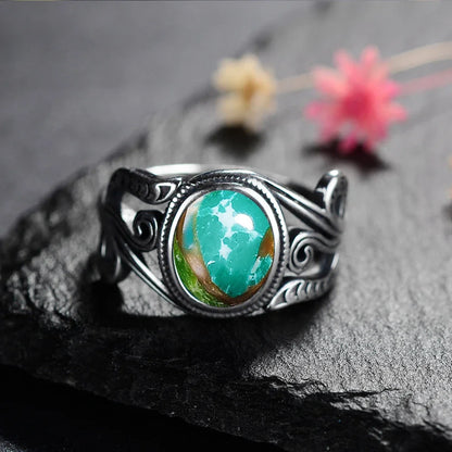 Natural 8x10MM Rose Quartz  Rings Vintage S925 Silver Finger Ring for Women Gift Luxury Rhodochrosite Stone Jewelry
