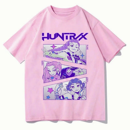 Unisex Kpop Demon Hunter Huntrix Summer Short Sleeve T-Shirt Streetwear Graphic Print