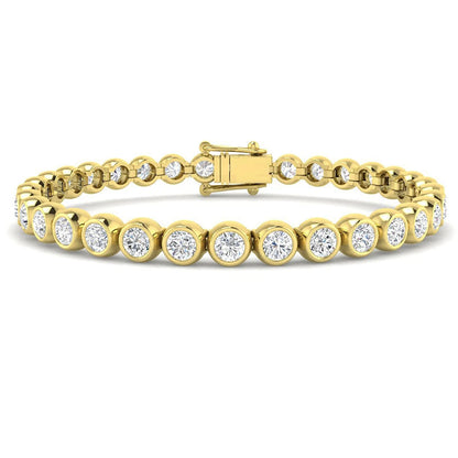 925 Sterling Silver 14k Gold Plated Tennis Chain Bracelets Elegant Lab Diamond Moissanite Bezel Jewelry Anniversary US Warehouse