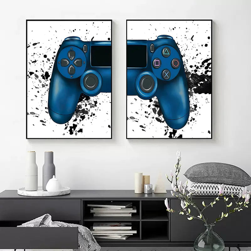 Gamepad Abstract Poster Canvas Painting Print Wall Art Picture Game Player Children'S Room Decorative Painting Boy Gift