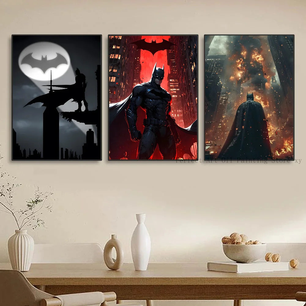1PC B-Batman Poster Self-adhesive Art Waterproof Paper Sticker Coffee House Bar Room Wall Decor
